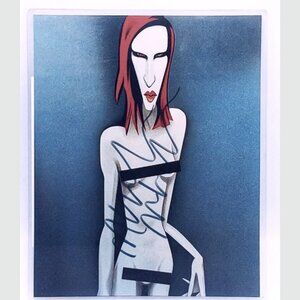 Marilyn Manson Signed Autograph Robert Risko Illustration Photo Print COA